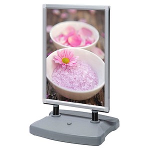 Showdown® Displays Kundenstopper Windtalker silber DIN A1 2 Fächer 67,0 x 59,0 x 112,3 cm, 1 St.