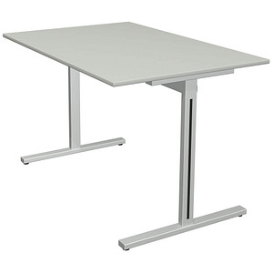 Kerkmann Form 1 Schreibtisch lichtgrau rechteckig, T-Fuß-Gestell silber 120,0 x 80,0 cm