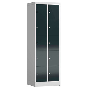 ClassiX Schließfachschrank anthrazit, lichtgrau X-520528, 10 Schließfächer 59,0 x 50,0 x 180,0 cm