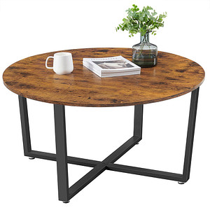 VASAGLE Couchtisch rund Spanplatte braun 88,0 x 88,0 x 47,0 cm, 1 St.
