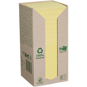 Post-it® Recycling Notes Haftnotizen 654-1T gelb, 16 Blöcke