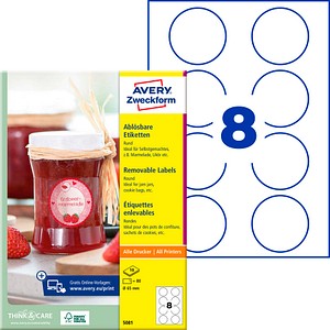 AVERY Zweckform Etiketten 5081 weiß 65,0 x 65,0 mm, 10 Blatt