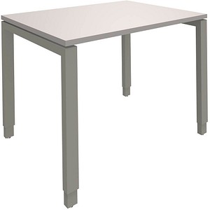 fm Sidney höhenverstellbarer Schreibtisch lichtgrau rechteckig, 4-Fuß-Gestell Quadratrohr silber 100,0 x 80,0 cm