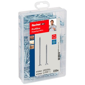 fischer Holzbauschrauben-Sortiment Meisterbox - PowerFast II SK PZ 562279 3,5/4/4,5/5 mm x 16/30/40/60 mm
