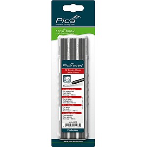 Pica Big Dry 6050 Bleistiftminen für Zimmermannsbleistift mit Druckmechanismus grau 2H 2,0 - 5,0 mm, 12 St.