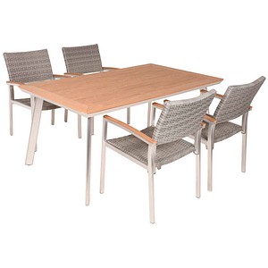 Garden Pleasure Sitzgruppe LIVORNO grau, silber Kunststoff, Metall