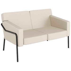 meet powered by PAPERFLOW 2-Sitzer Sofa MEDSO L Modell T creme schwarz Kunstleder 125,0 x 74,7 x 74,0 cm, 1 St.