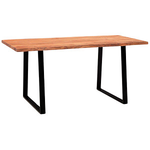 WOHNLING Esstisch akazie rechteckig, Trapez-Gestell schwarz, 180,0 x 90,0 x 76,0 cm