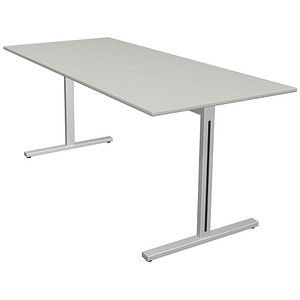 Kerkmann Form 1 Schreibtisch lichtgrau rechteckig, T-Fuß-Gestell silber 180,0 x 80,0 cm