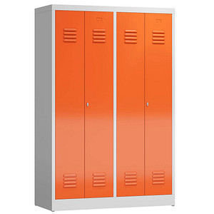ClassiX Spind feuerrot, lichtgrau X-510444, 2 Schließfächer 118,5 x 50,0 x 180,0 cm
