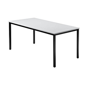 HAMMERBACHER Konferenztisch VDQ16 lichtgrau rechteckig, Vierkantrohr schwarz, 160,0 x 80,0 x 72,0 cm