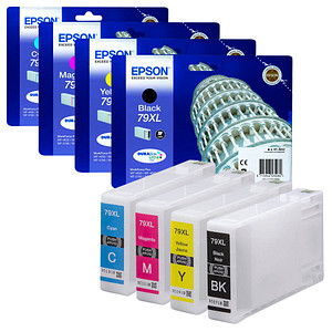 EPSON 79XL / T7901XL/T7902XL/T7903XL/T7904XL (Turm von Pisa) schwarz, cyan, magenta, gelb Druckerpatronen, 4er-Set