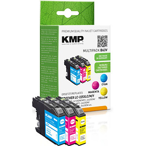 KMP B63V  cyan, magenta, gelb Druckerpatronen kompatibel zu brother LC-225XL C/M/Y, 3er-Set