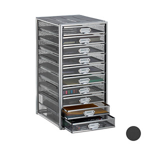 relaxdays Schubladenbox  silber 10024817_55, DIN A4 mit 10 Schubladen, 1 St.