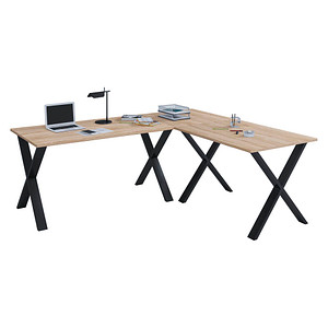 VCM my office Lona Schreibtisch sonoma-eiche rechteckig, X-Fuß-Gestell schwarz 160,0 x 50,0 cm