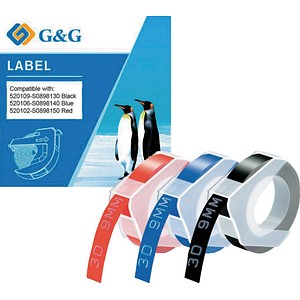G&G Prägebänder 3D ersetzt Dymo S0898130/140/150 20623 ersetzt DYMO , 9 mm, farbig sortiert, 3 Set