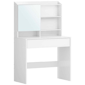 VASAGLE Schminktisch rechteckig Spanplatte weiß 70,0 x 40,0 x 136,0 cm, 1 St.
