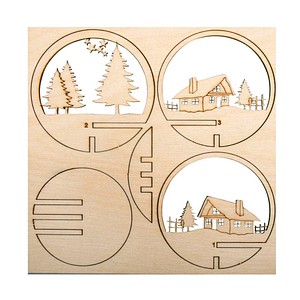 Rayher Bastelholz natur Steckteile Berghütte Ø 7,5 cm, 1 Pack