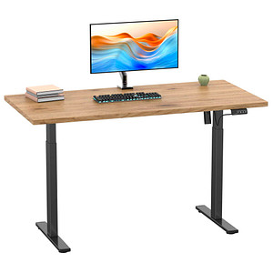 VCM my office Lona elektrisch höhenverstellbarer Schreibtisch honig-eiche rechteckig, T-Fuß-Gestell schwarz 140,0 x 80,0 cm