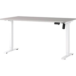 GERMANIA Boras höhenverstellbarer Schreibtisch kaschmir rechteckig, T-Fuß-Gestell weiß 140,0 x 80,0 cm