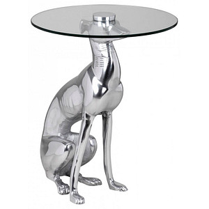 WOHNLING Beistelltisch rund Glas silber 40,0 x 40,0 x 50,0 cm, 1 St.