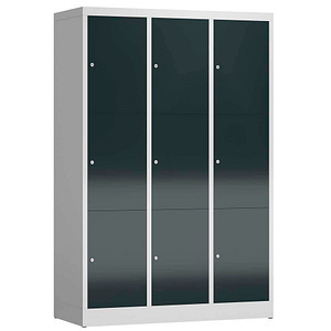 ClassiX Schließfachschrank anthrazit, lichtgrau X-523338, 9 Schließfächer 118,5 x 50,0 x 180,0 cm
