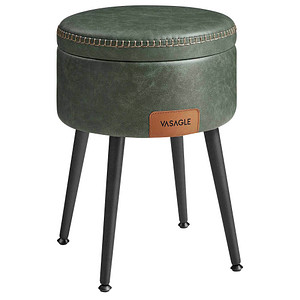 VASAGLE Wohnzimmer-Hocker mit Stauraum LOM005C01 dunkelgrün Kunstleder, 1 St.