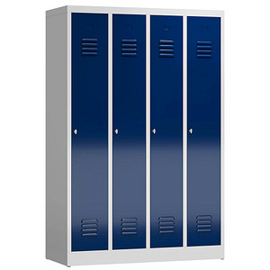 ClassiX Spind enzianblau, lichtgrau X-510141, 4 Schließfächer 118,0 x 50,0 x 180,0 cm