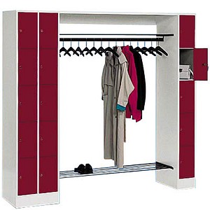 CP Garderobe mit Schließfächern Serie 8070 lichtgrau, rubinrot 80730-00 S10004, 15 Schließfächer 210,0 x 48,0 x 195,0 cm