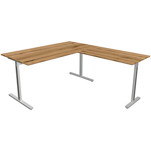 Kerkmann Form 1 Schreibtisch eiche rechteckig, T-Fuß-Gestell silber 160,0 x 80,0 cm