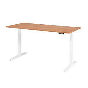 HAMMERBACHER XMKA19 elektrisch höhenverstellbarer Schreibtisch nussbaum rechteckig, C-Fuß-Gestell weiß 180,0 x 80,0 cm