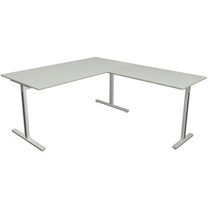 Kerkmann Form 1 Schreibtisch lichtgrau rechteckig, T-Fuß-Gestell silber 160,0 x 80,0 cm