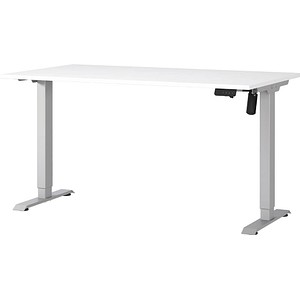 GERMANIA Boras höhenverstellbarer Schreibtisch weiß rechteckig, T-Fuß-Gestell silber 140,0 x 80,0 cm