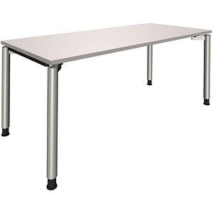 fm Sidney höhenverstellbarer Schreibtisch lichtgrau rechteckig, 4-Fuß-Gestell Rundrohr silber 180,0 x 80,0 cm