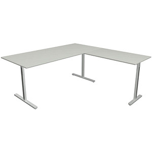 Kerkmann Form 1 Schreibtisch lichtgrau rechteckig, T-Fuß-Gestell silber 180,0 x 80,0 cm