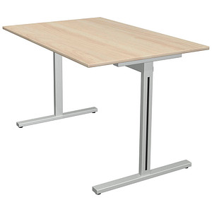 Kerkmann Form 1 Schreibtisch ahorn rechteckig, T-Fuß-Gestell silber 120,0 x 80,0 cm