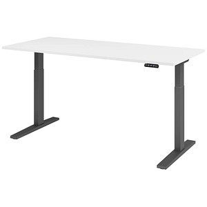 HAMMERBACHER XMKA19 elektrisch höhenverstellbarer Schreibtisch weiß rechteckig, C-Fuß-Gestell grau 180,0 x 80,0 cm