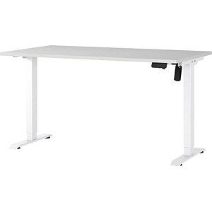 GERMANIA Boras höhenverstellbarer Schreibtisch lichtgrau rechteckig, T-Fuß-Gestell weiß 140,0 x 80,0 cm