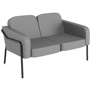 meet powered by PAPERFLOW 2-Sitzer Sofa MEDSO L Rund grau schwarz Kunstleder 125,0 x 74,7 x 74,0 cm, 1 St.