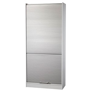 HAMMERBACHER Prokura Rollladenschrank lichtgrau, silber 4 Fachböden 90,0 x 40,0 x 200,4 cm