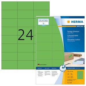 2.400 HERMA Etiketten 4409 grün 70,0 x 37,0 mm