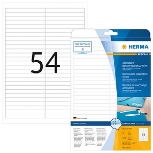 HERMA Etiketten 10015 weiß 96,0 x 10,0 mm, 25 Blatt