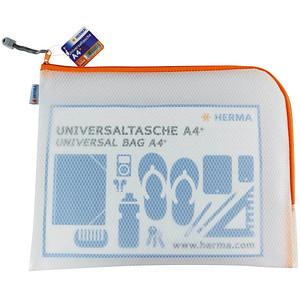 HERMA Reißverschlussbeutel DIN A4 überbreit transparent/orange, 1 St.
