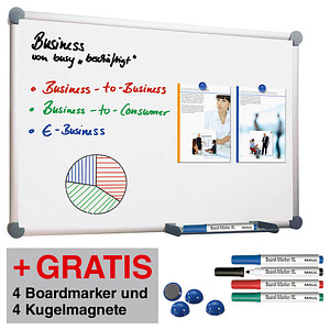 AKTION: MAUL Whiteboard 2000 MAULpro 90,0 x 60,0 cm weiß emaillierter Stahl + GRATIS 4 Boardmarker farbsortiert und 4 Ku