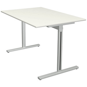 Kerkmann Form 1 Schreibtisch weiß rechteckig, T-Fuß-Gestell silber 120,0 x 80,0 cm
