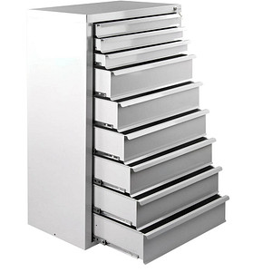 ADB MAMMUT Schubladenschrank lichtgrau 9 Schubladen 70,0 x 43,5 x 120,0 cm, 1 St.