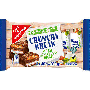 GUT&GÜNSTIG Crunchy Break Schokoriegel 5 Riegel, 1 St.