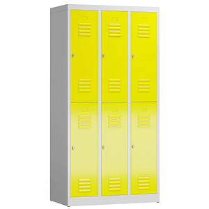 ClassiX Spind lichtgrau, zinkgelb X-520236, 6 Schließfächer 87,0 x 50,0 x 180,0 cm