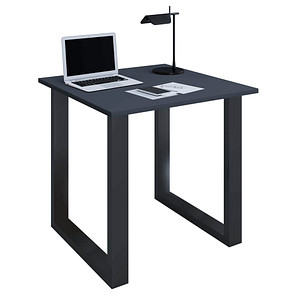 VCM my office Lona Schreibtisch anthrazit quadratisch, U-Fuß-Gestell schwarz 80,0 x 80,0 cm