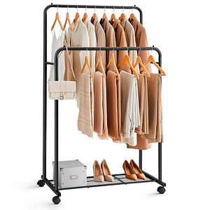 SONGMICS Rollgarderobe schwarz Metall 92,5 x 142,0/158,0 cm, 1 St.